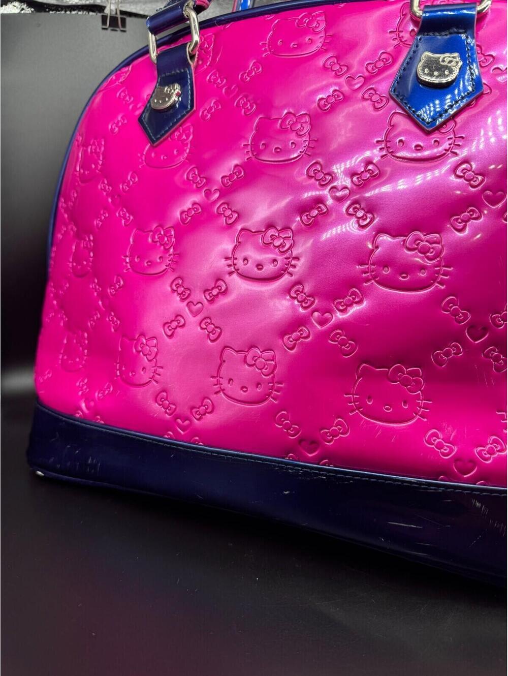 READ Loungefly Loves Hello Kitty Embossed Large Purse Tote Hot Pink & Blue